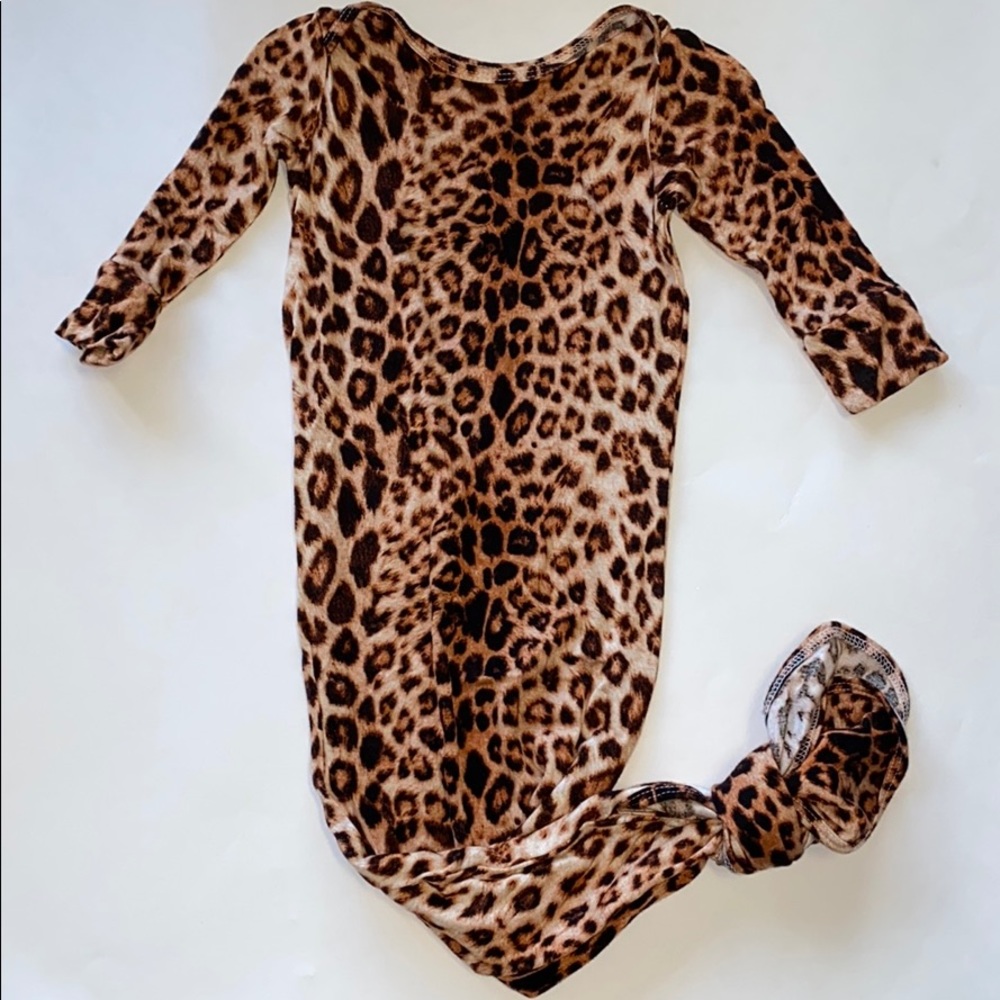 STELLA JANE & CO Leopard Baby Knotted Gown